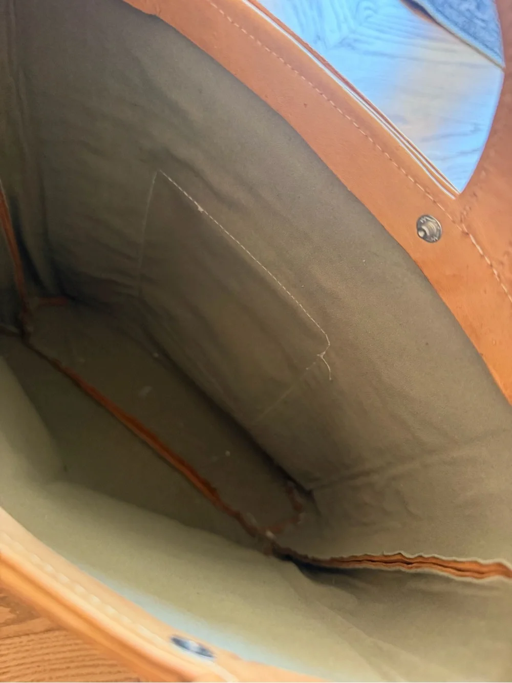 Vintage Embossed Genuine Leather Tote Bag Tan Boho Artisan